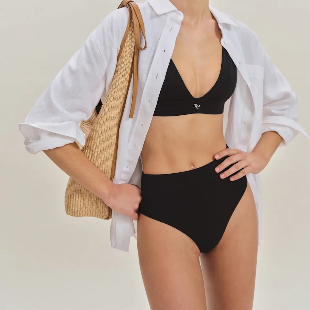 Reformation Ana Bikini Bottom Black - Size L